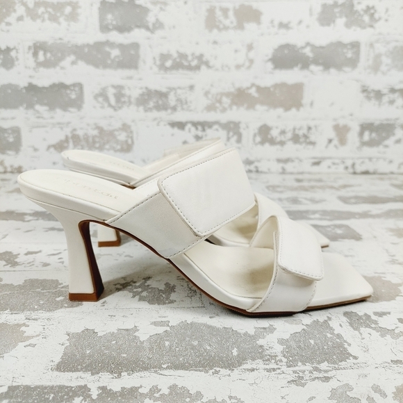 Open Edit Edquincy White Slip On Summer Heeled Sandals O353 - Picture 5 of 13